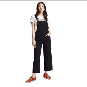 Paige Nellie Black Overall Cropped Wide Leg Jeans, size 24 XS